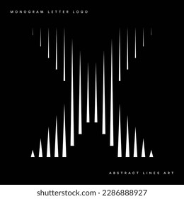 Letra monográfica del logotipo x líneas ilustraciones vectoriales abstractas de arte moderno