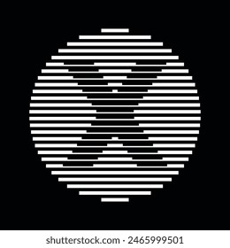 Letter X Monogram Logo Icon Round Geometric Horizontal Stripe Lines