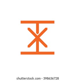letter I and X monogram square shape logo orange