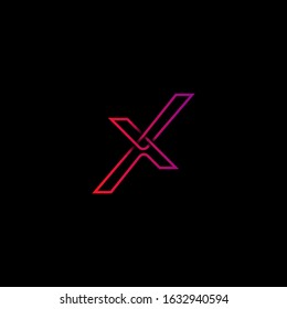 Letter X monoline logo design template. Make from line with gradient style and two check symbol. Good for company in business, technology