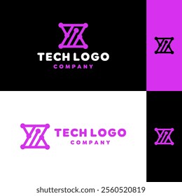 Letter X Monoline Logo Technology Design Digital Vector Graphic Symbol For Business