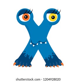 Letter X Monster. Vector quality.