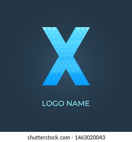 Letter X mosaic pattern logo isolated. Alphabet vector image