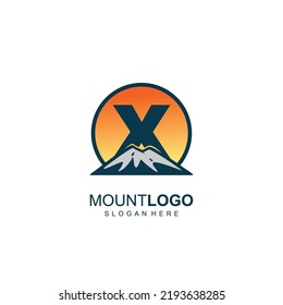Letter X Mountain Logo. Explore Mountain Advanture Symbol Company Logo Template