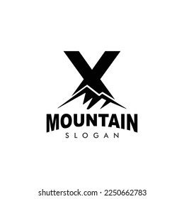 Logo de la carta X de montaña. Explorar la plantilla del logotipo de la empresa Mountain Advantage	
