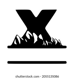 Letter x and mountain personalized monogram. Vector logo, emblems or initial design.
