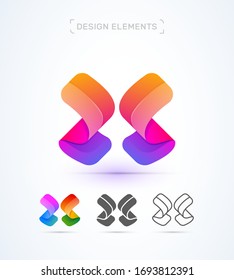 Ilustración de diseño de logotipo multicolor Carta X. Icono de aplicación