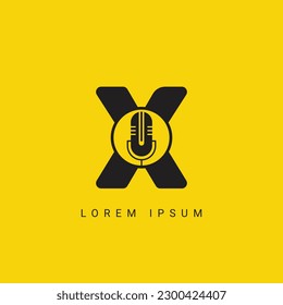 Letter X Music Logo. Podcast Logotype and Dj, Rock and Jack Music Logo Design Vector Template