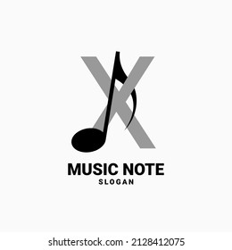 letter X with music note vector logo design
