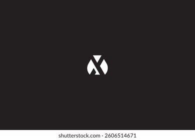 Letter X or MX Penguin monogram with black background. 