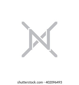 letter X and N monogram logo gray