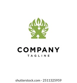 Letra X Naturaleza Leaf Tree logo Vector