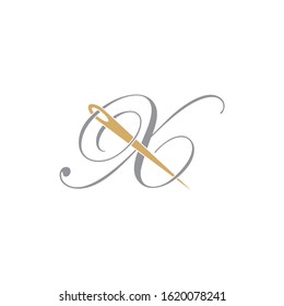 Letter X With Needle Logo Design Template