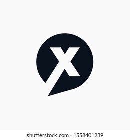 Letter X negative space with bubble Logo Template Vector Design. Social Talk, chat, app, forum, social media. Modern logotype symbol - vector