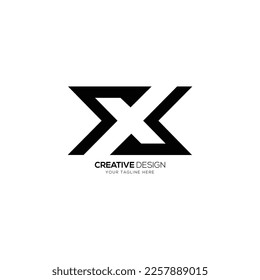 Letter X negative space line art logo