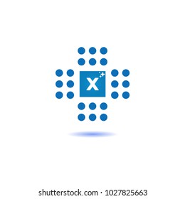 Letter X Negative Space Template Vector. Medical Cross Logo Modern Bright Colorful Identity Brand Symbol and App Icon Concept