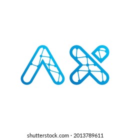 Letter A and X with network style font modern symbol logo style line art illustration design vector