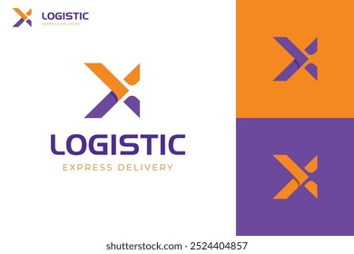 letra X siguiente flecha icono de logotipo dirección de diseño símbolo derecho para la entrega urgente, logotipo de logística, diseño de logotipo de distribución