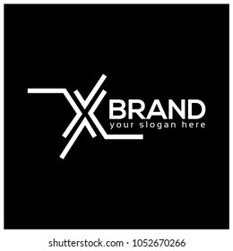 Letter X on Black Background.  Logo Design Template. Flat design