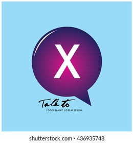 Letter X on bubble talk icon as an integrated communication. Design Template for the communication, commercial, technology, and campaign activities