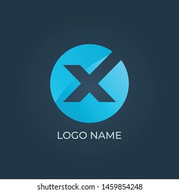 Letter X on circle logo isolated. Alphabet vector image