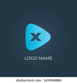 Letter X on triangle logo isolated. Alphabet vector image