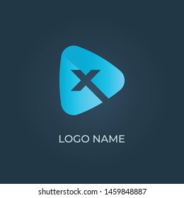 Letter X on triangle logo isolated. Alphabet vector image