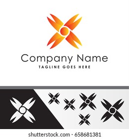 letter x orange clean logo template