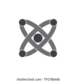 letter x orbital atomic logo vector