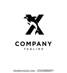 Letter X Orca Logo icon vector