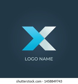 Letter X origami logo isolated. Alphabet vector image