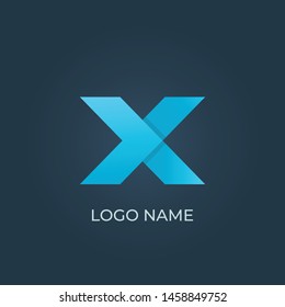 Letter X origami logo isolated. Alphabet vector image