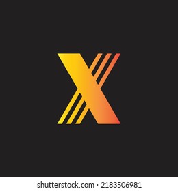Letter X outline, striped geometric symbol simple logo vector