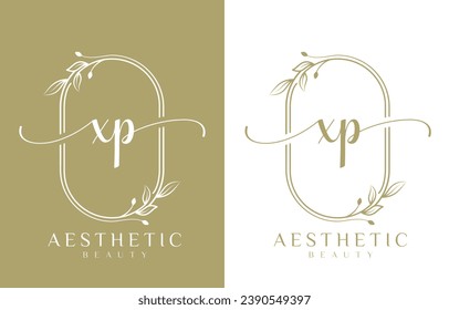 Letter X and P Beauty Logo with Flourish Ornament