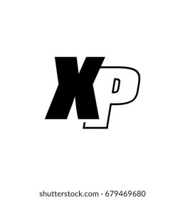 letter X and P logo overlapping black negative