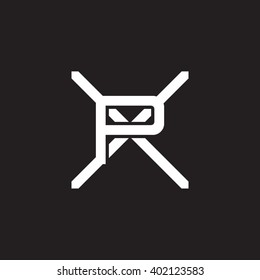 letter X and P monogram logo white black background