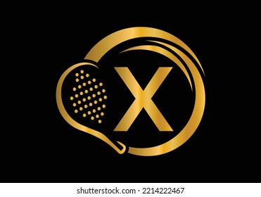 Letter X Padel Racket Logo Design Vector Template. Beach Table Tennis Club Symbol. business, and company identity