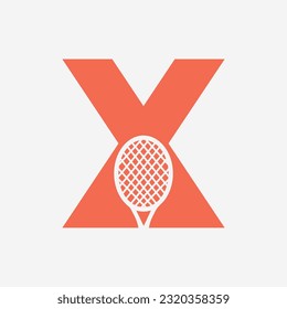 Letter X Padel Tennis Logo. Padel Racket Logo Design. Beach Table Tennis Club Symbol