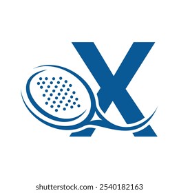 Letter X With Padel tennis Racket Logo Design Vector Template. Beach Table Tennis Club Symbol. business, and company identity