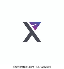letter x paper plane logo template