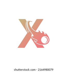 Letter X is passed by a falling meteor icon illustration vector 