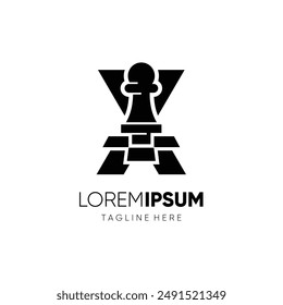 Letter X Pawn Chess Logo Design Vector Icon Graphic Emblem Symbol Illustration