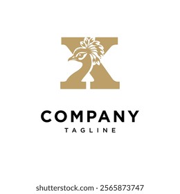 Letter X Peacock Bird Logo Icon vector