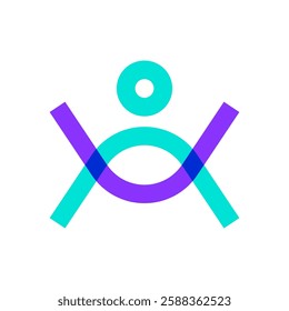 Letter X people line overlapping color logo design