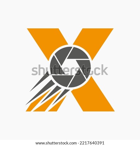 Letter X Photography Logo Camera Lens Concept. Photography Camera Symbol Vector Template