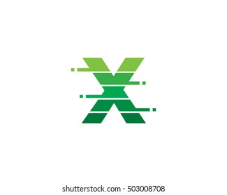 Letter X Pixel Cut Logo Design Template