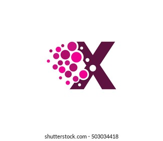 Letter X Pixel Dot Circle Spread Logo Design Template