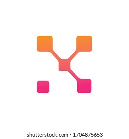 Letter X pixel logo design template illustration