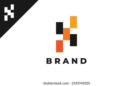 Letter X Pixel Logo Design , Vector Template