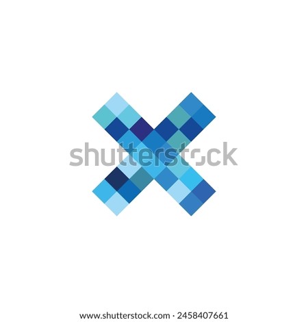 Letter x pixels geometric symbol simple logo vector